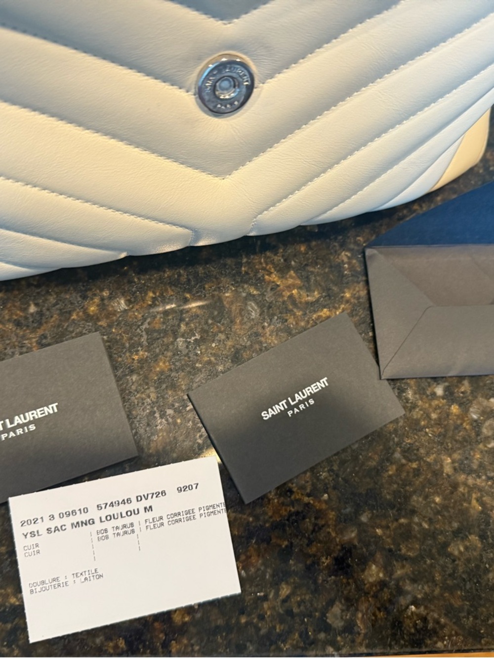 Yves Saint Laurent Cream Quilted LouLou Puffer Chevron Quilted Shoulder bag - Picture 12 of 13